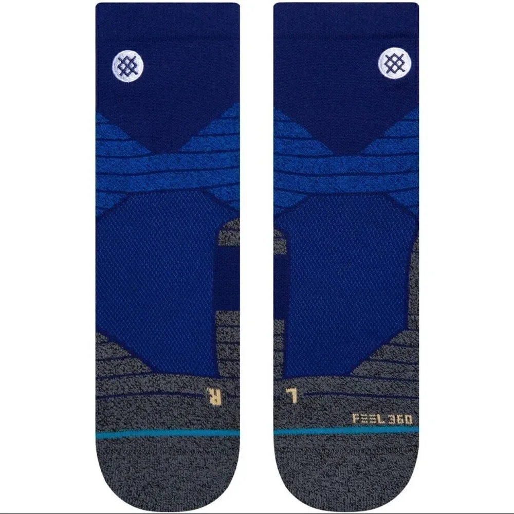 Stance Icon Sport Quarter Basketball Running Training Socks Royal Blue Black New